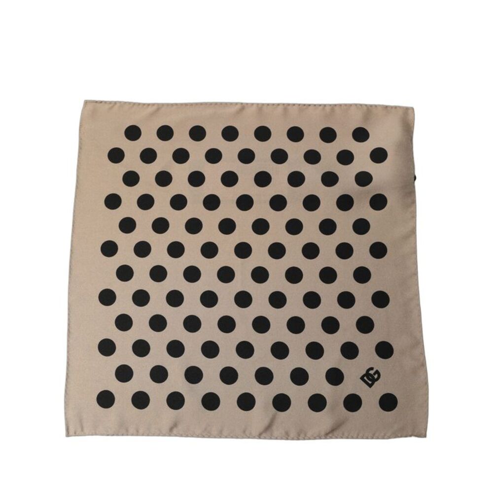 Dolce & Gabbana Beige Black Polka Dot Square Foulard Men's Scarf